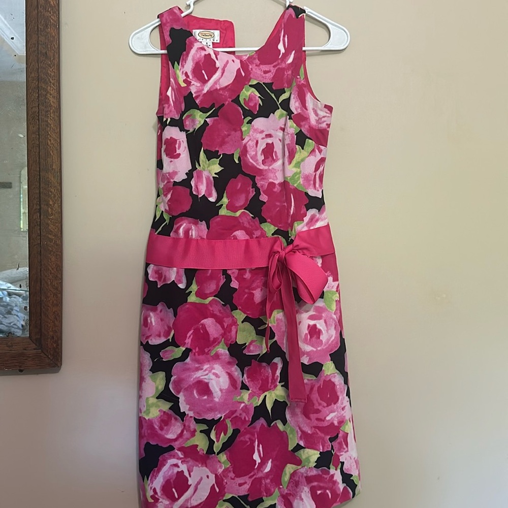 Talbots floral spring dress with bow sewn in. Size 2